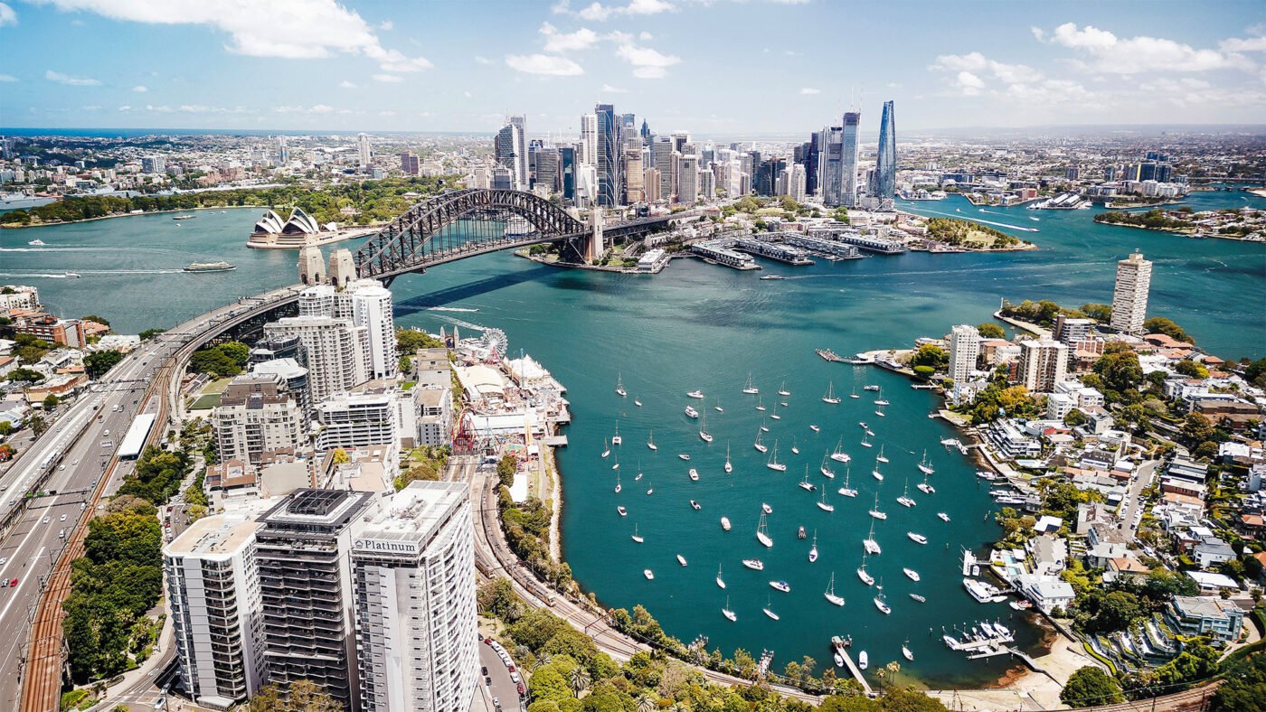 Blue at Lavender Bay, North Sydney, aerial view