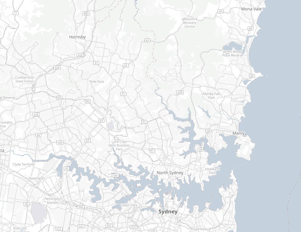 Street map of the Sydney North Shore area